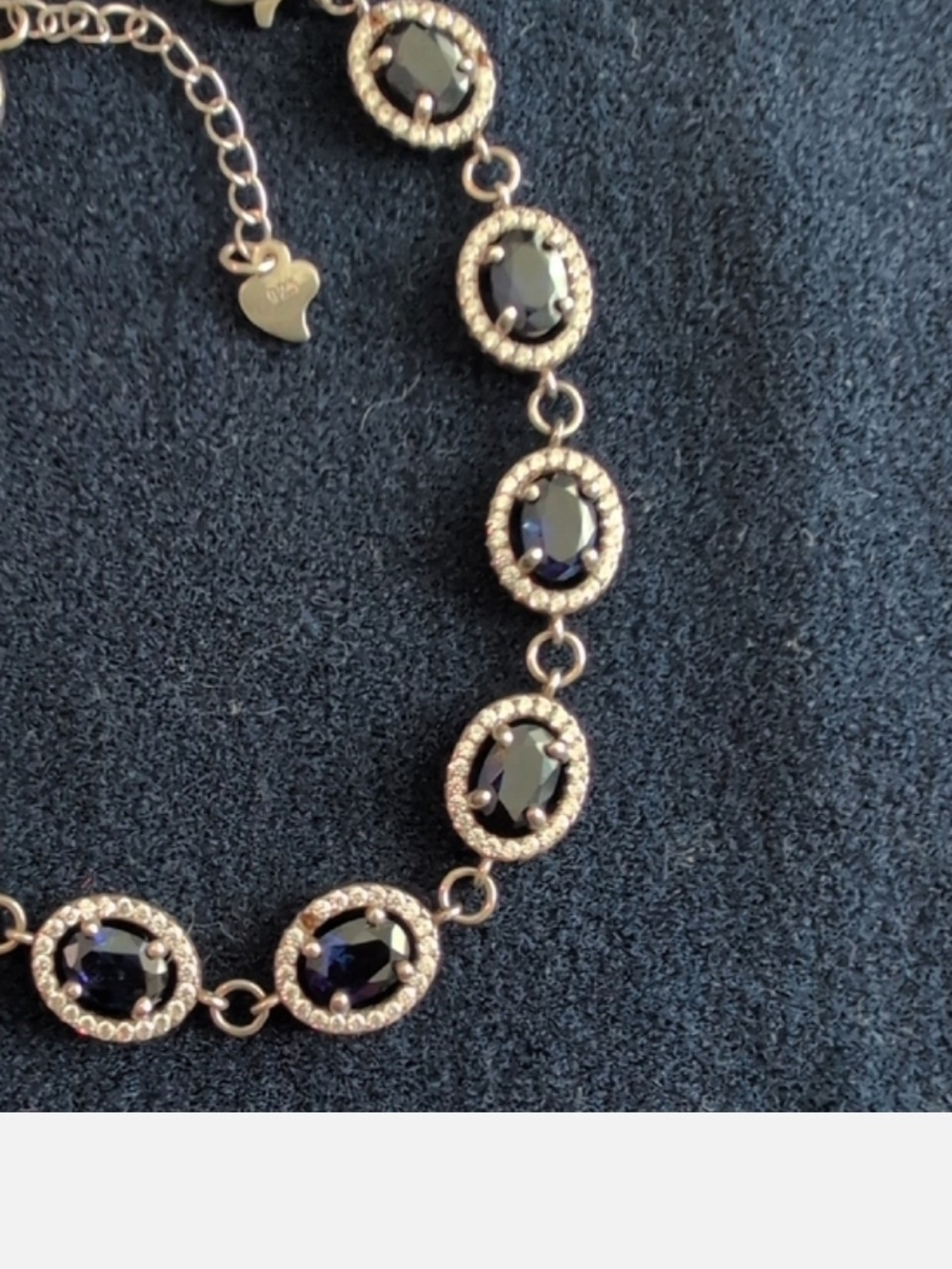 BLUE Sapphire Tennis Bracelet 925 Sterling Silver Bracelet Diamond Chip - Picture 9 of 16